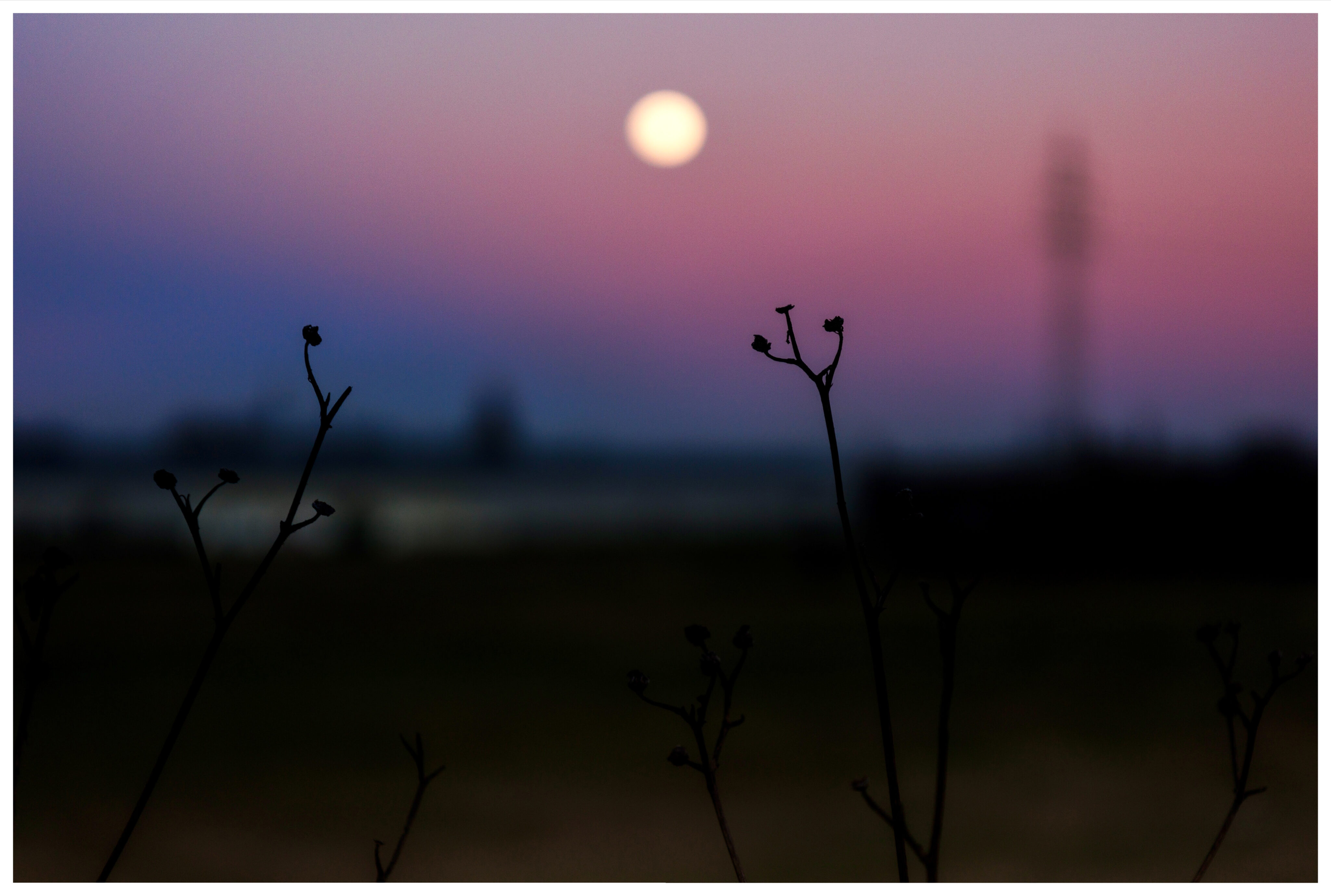 Vollmond bei Sonnenuntergang